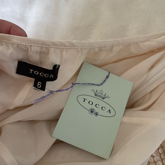 Tocca Champagne Silk Strapless Cream Sequin Dress - Picture 8 of 9